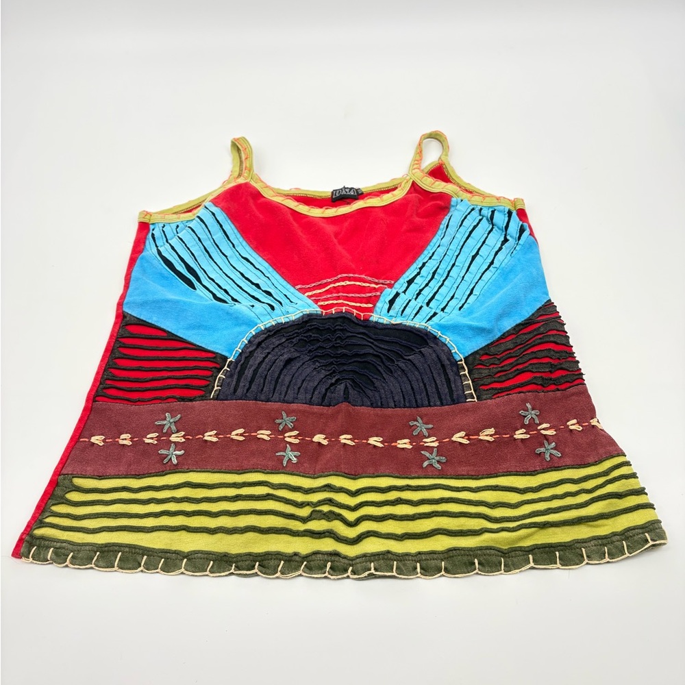 Embroidered Arty Patchwork Tank Top - image 3